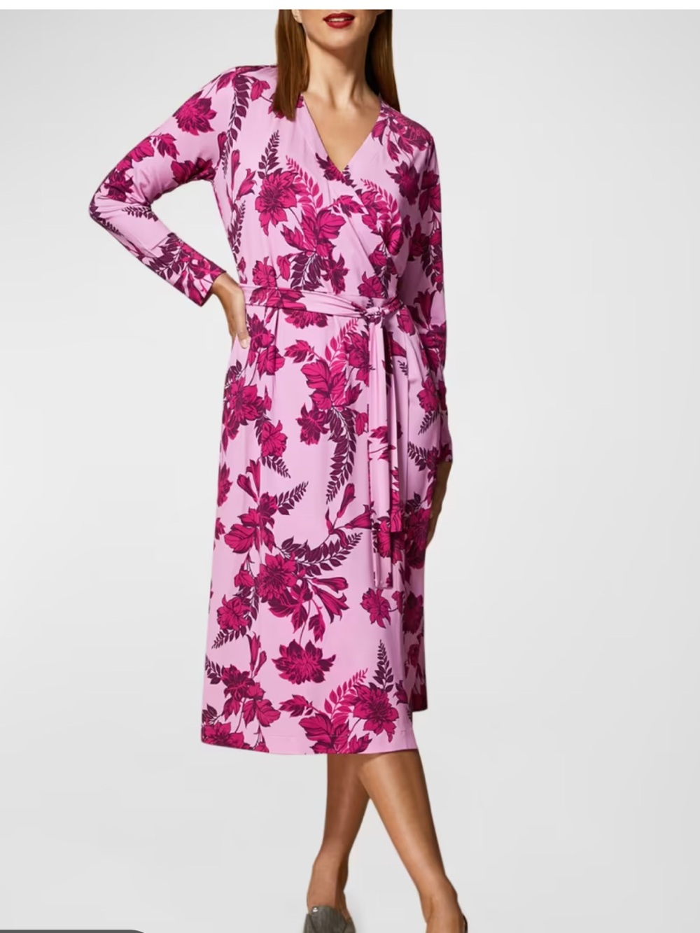 Marina Rinaldi Oppla Floral-Print Wrap Midi Dress size 14 NWT